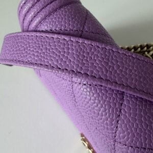 Chanel Caviar Quilted Boy Wallet On Chain WOC Purple