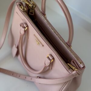 Prada Saffiano Double Zip Crossbody Pink