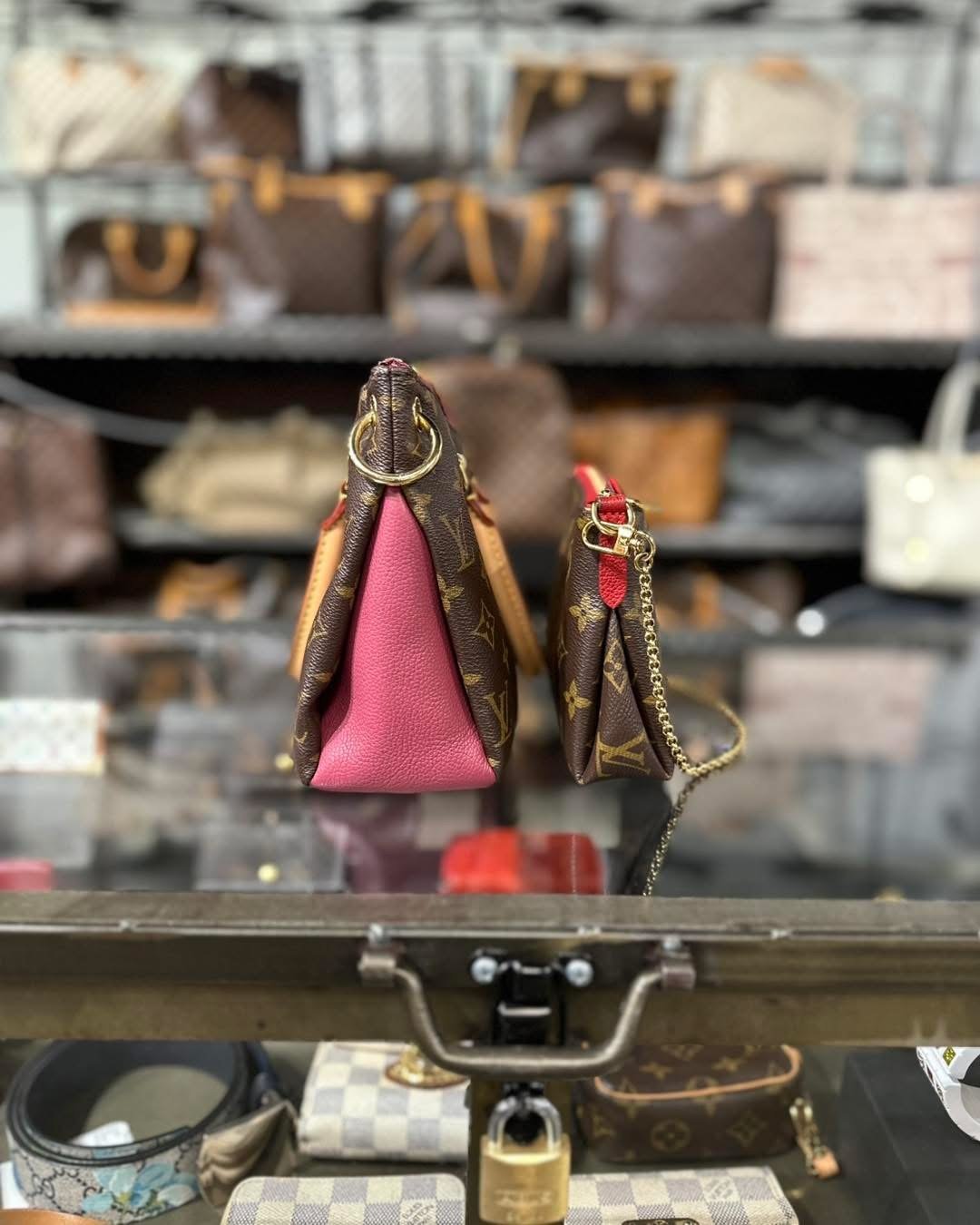 Louis Vuitton LV Hand Bag M41734 Pallas BB Brown Monogram / Reds