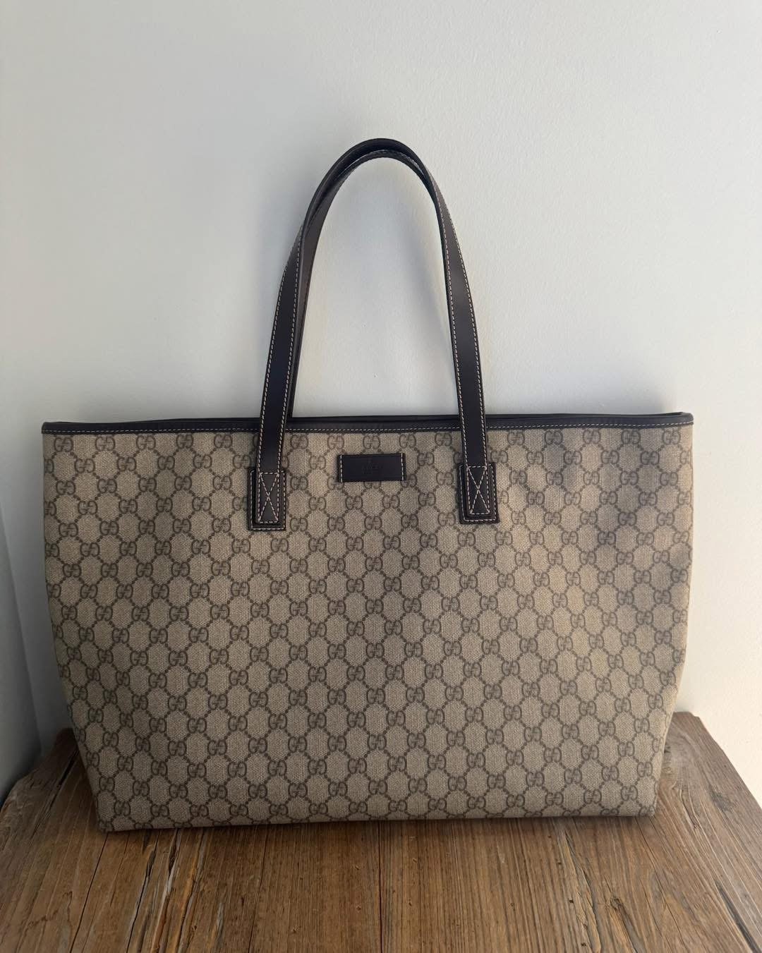 Gucci brown coated canvas handbag